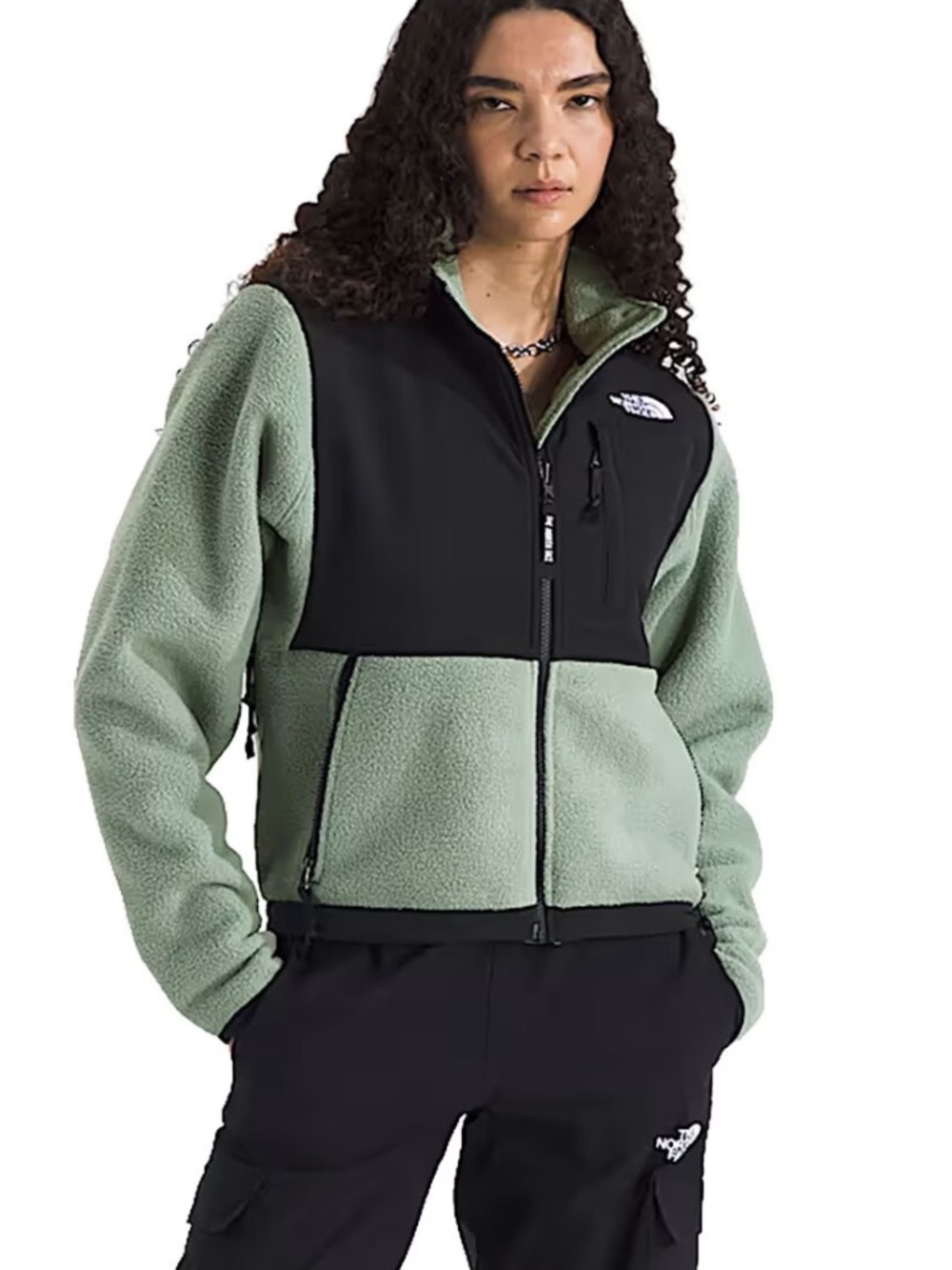 NWT The North Face Women's Retro Denali Green and Black Fleece Jacket Sz S - Picture 2 of 11